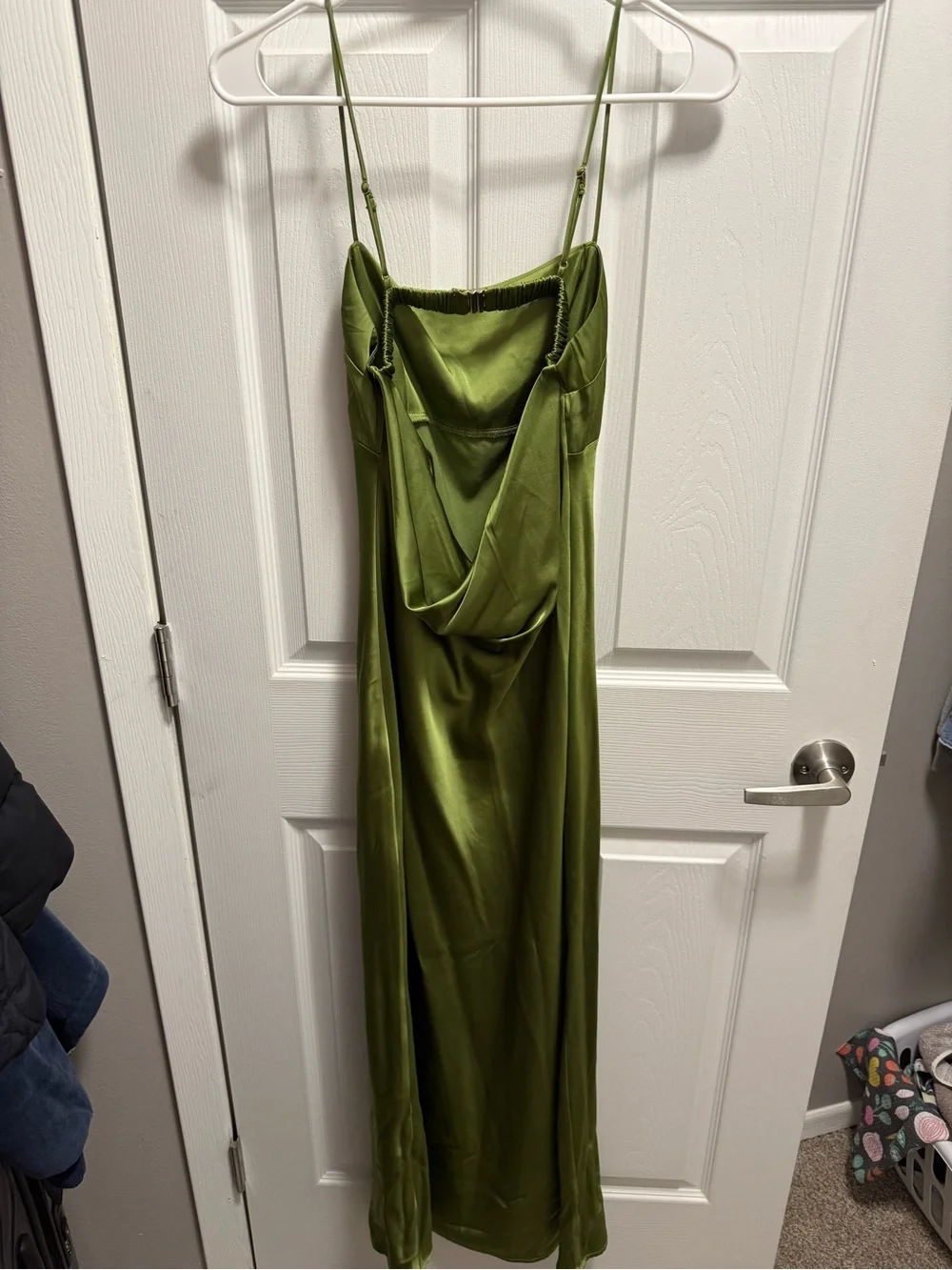 Abercrombie & Fitch Olive Green Satin Maxi Slip Dress
